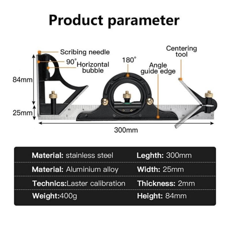  GOTICAL NPP090 PP-9 Square Protractor with White