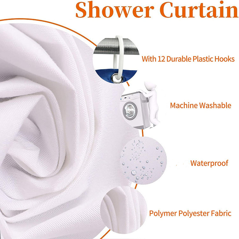 Waterproof Shower Curtain Set With 12 Hooks, 1pc Shower Cap, Reusable  Bathing Hair Caps, Toilet Seat Covers, Bath Mats, Non-slip Rug, Window  Curtains, Bathroom Accessories And Home Decor