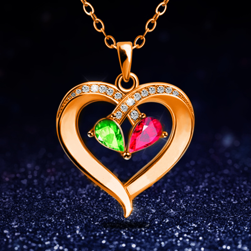 Fashion Elegant Exquisite Two-tone Rhinestone Heart-shaped Pendant