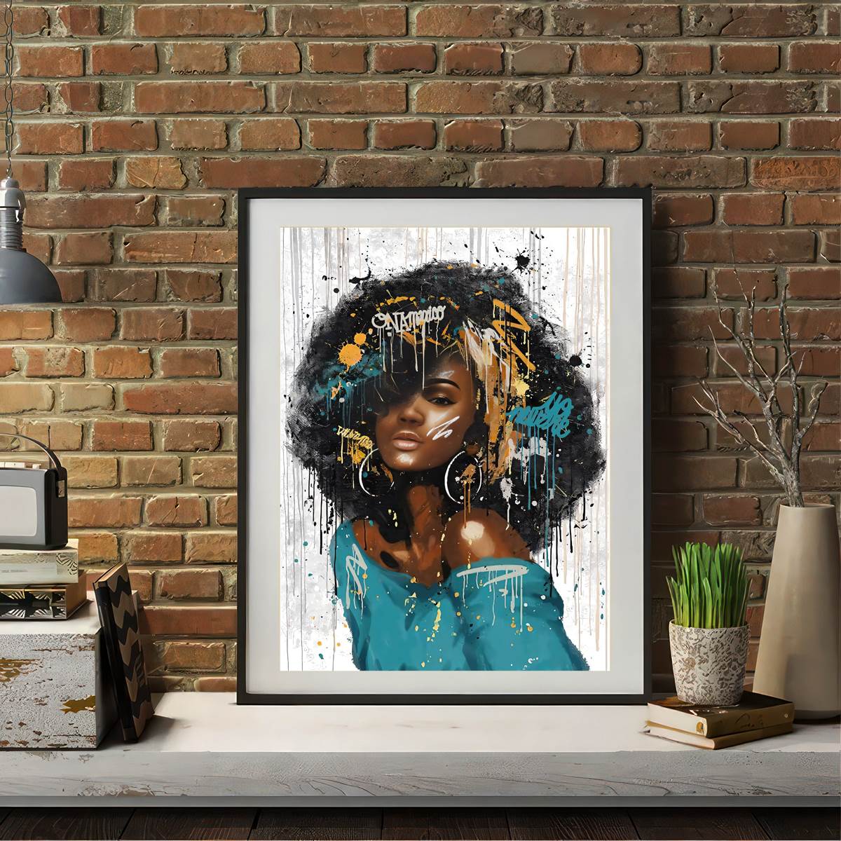 DKJ-21082 Imprimé sur toile de message positif pour la santé mentale,femme  noire africaine affiche peinture (avec cadre en bois) - Cdiscount Maison