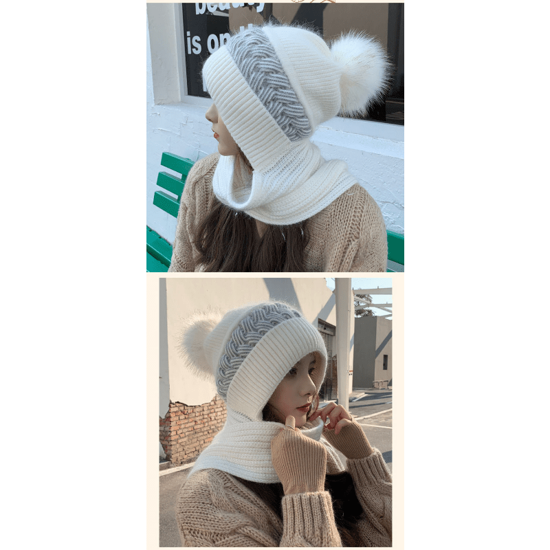 Gorro Con Capucha Y Bufanda Con Pompón Para Invierno Gorros - Temu Spain