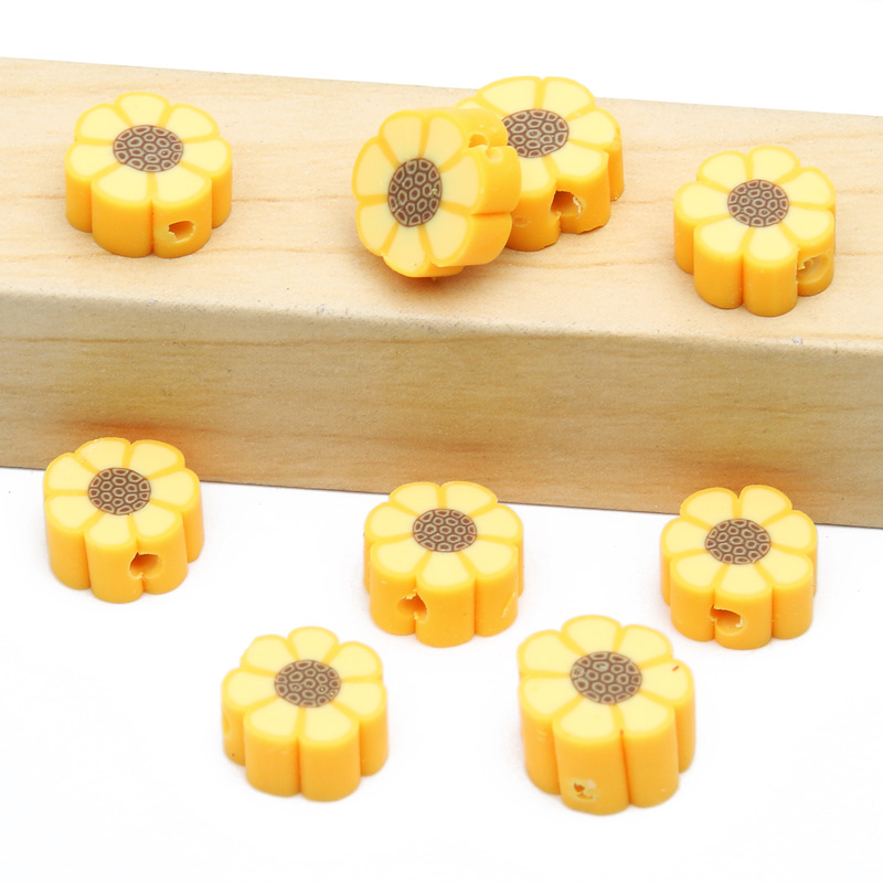 Polymer Clay Beads Yellow Sunflower Space Beads Diy Earrings - Temu