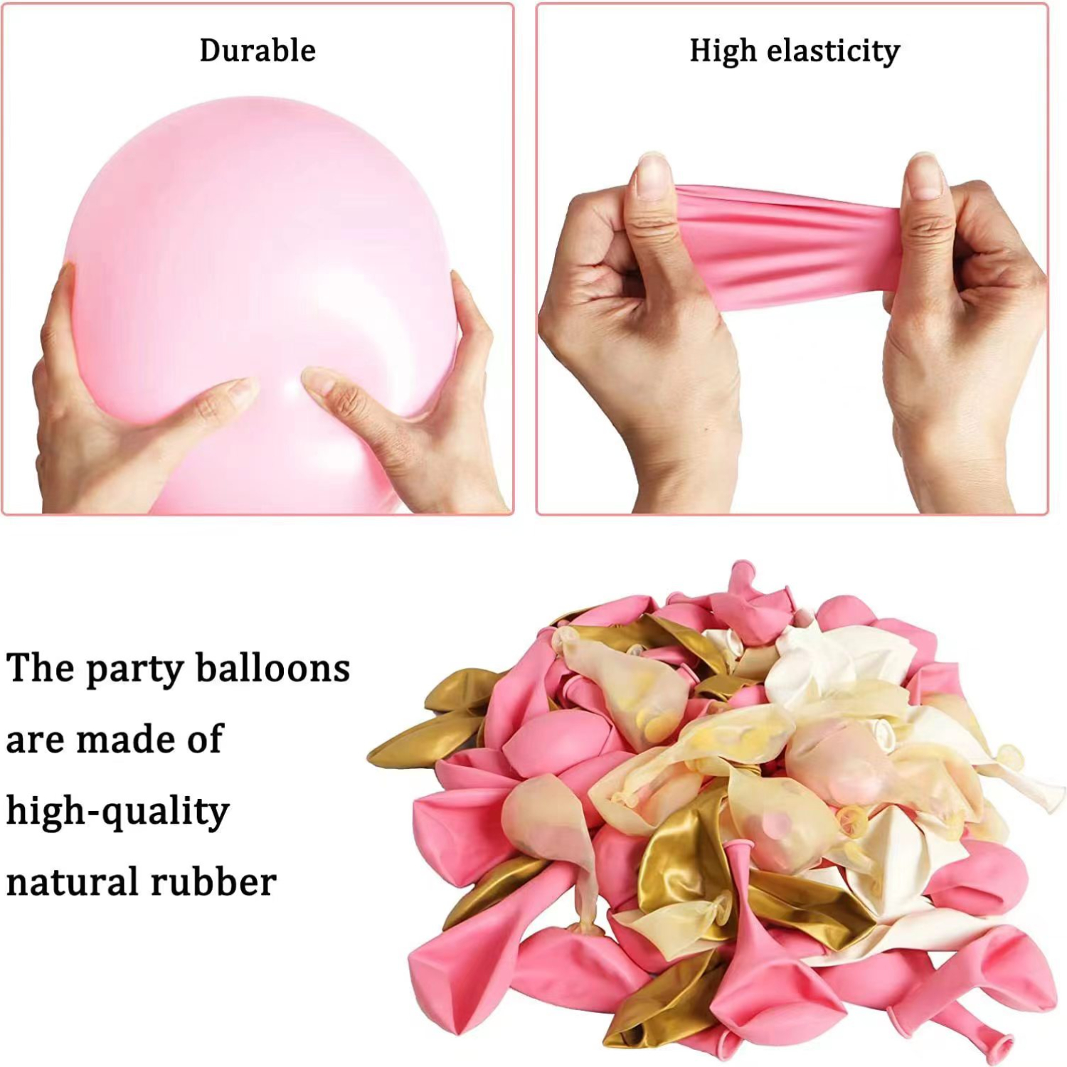 Set de 10 ballons en latex naturel - rose