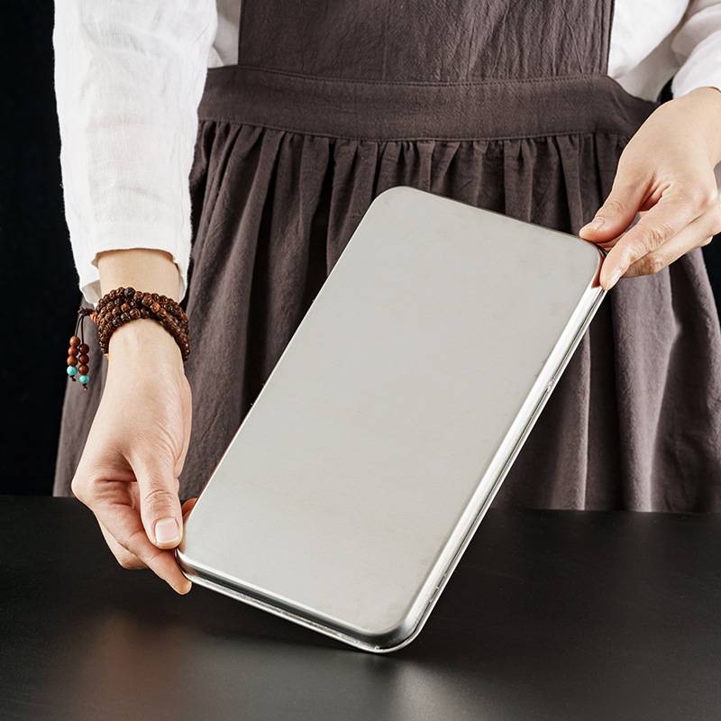 Plat De Cuisson Inox Rectangulaire Avec Couvercle - 41x24.5cm Pour Grill Poisson Légumes