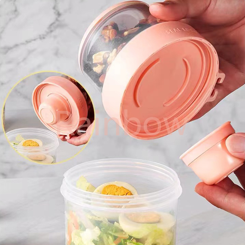 1pc 350ml Mini Glass Lunch Box With Spoon, Portable Leakproof Breakfast Cup  Fruit Food Container For Kids And Students