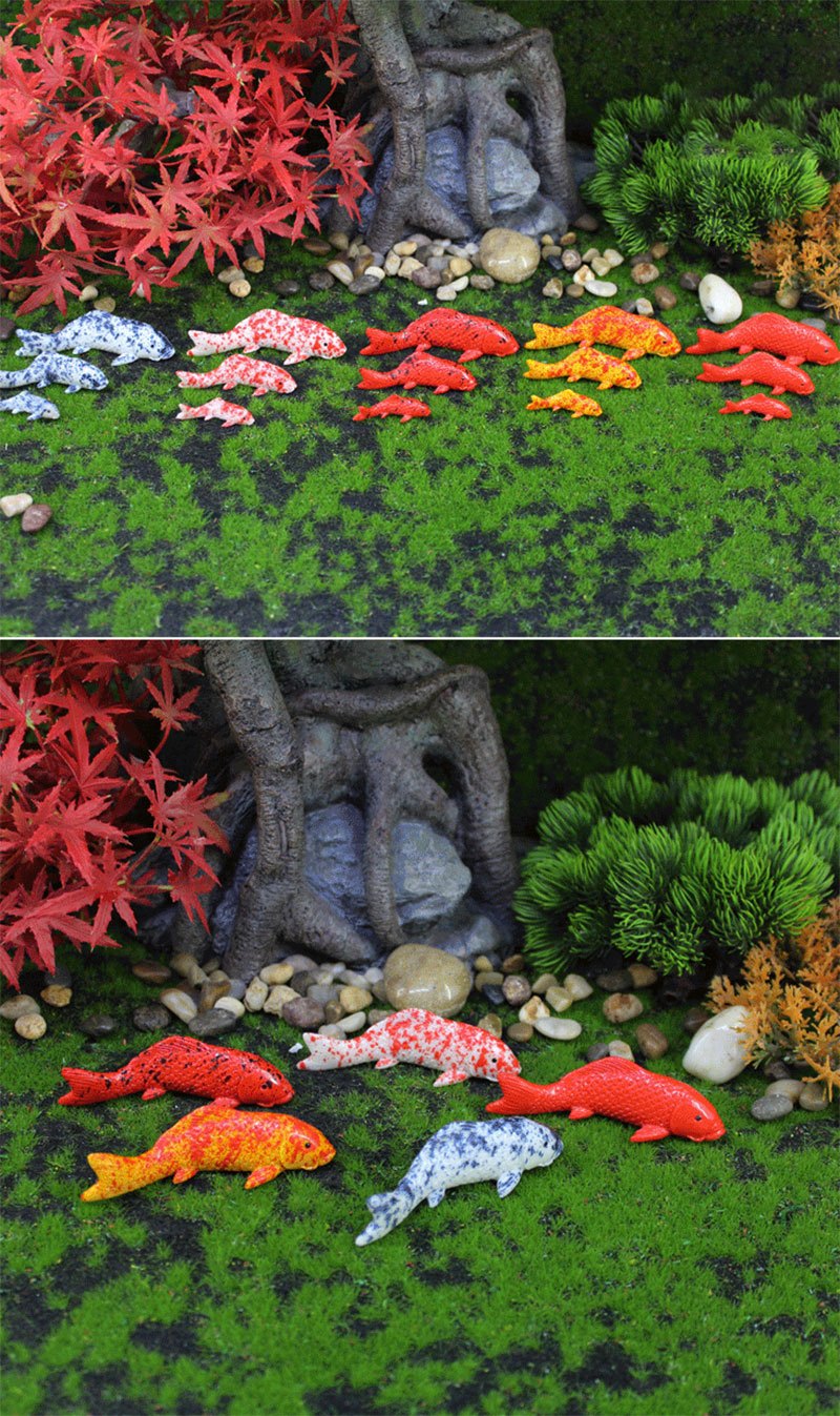 Aydinids 30 Pcs Miniature Koi Fish Mini Goldfish Resin Mini Fish Figurines  Fairy Garden Miniature Moss Landscape DIY Terrarium Crafts for Home Decor