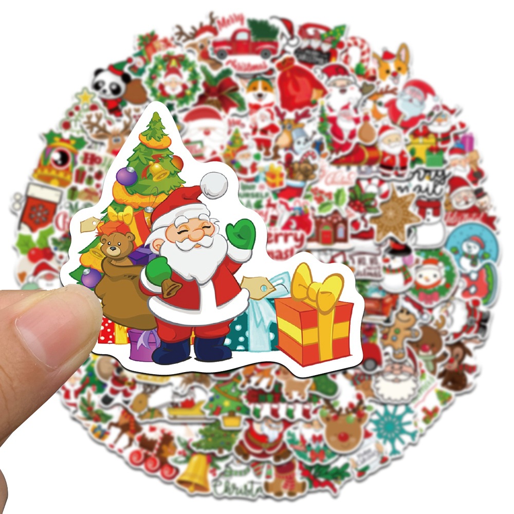 50Pcs Christmas Stickers for Kids, Cute Santa Vinyl Water Bottle Skateboard  Laptop Decals Pack(Christmas)