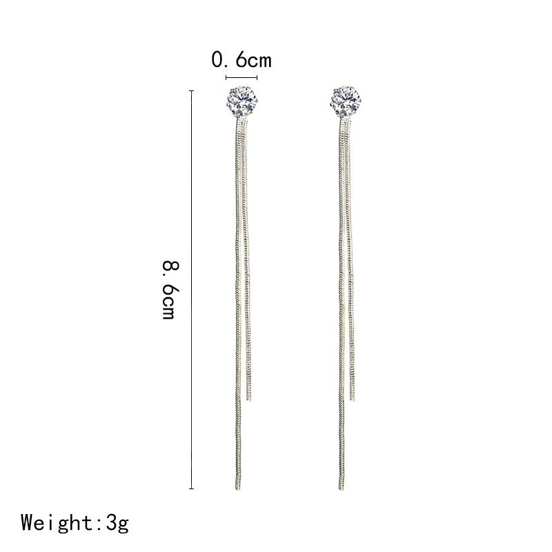 Long Tassels Eardrop Creative Simple Zircon Earrings Girls - Temu