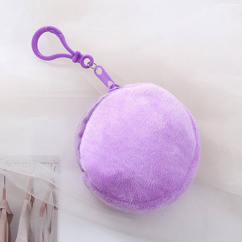 Girl's Candy Color Plush Round Coin Purse, Cute Wallet Id Card