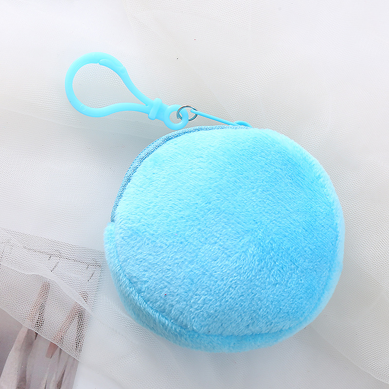 Girl's Candy Color Plush Round Coin Purse, Cute Wallet Id Card