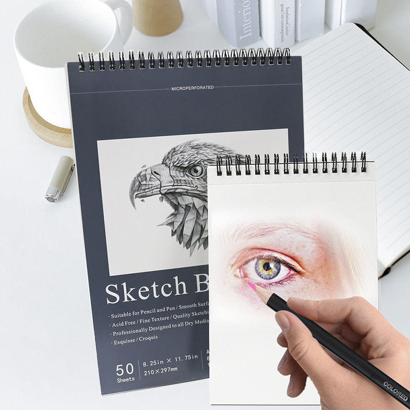 48 Sheets A4 Blank Sketchbook For Sketch Drawing, 8k Hand-Painted