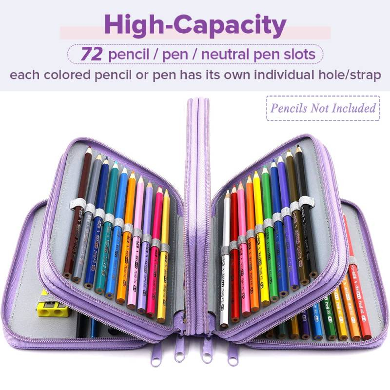Colored Large Storage Pencil Case Portable Pencil Case With - Temu