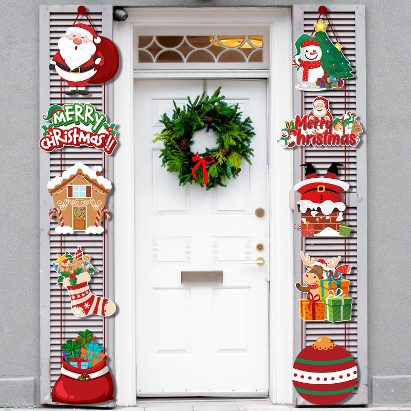 

10pcs 2023 Christmas Party Decoration Socks Snowman Door Hanging Christmas Scene Decoration Pendant Decoration Couplet
