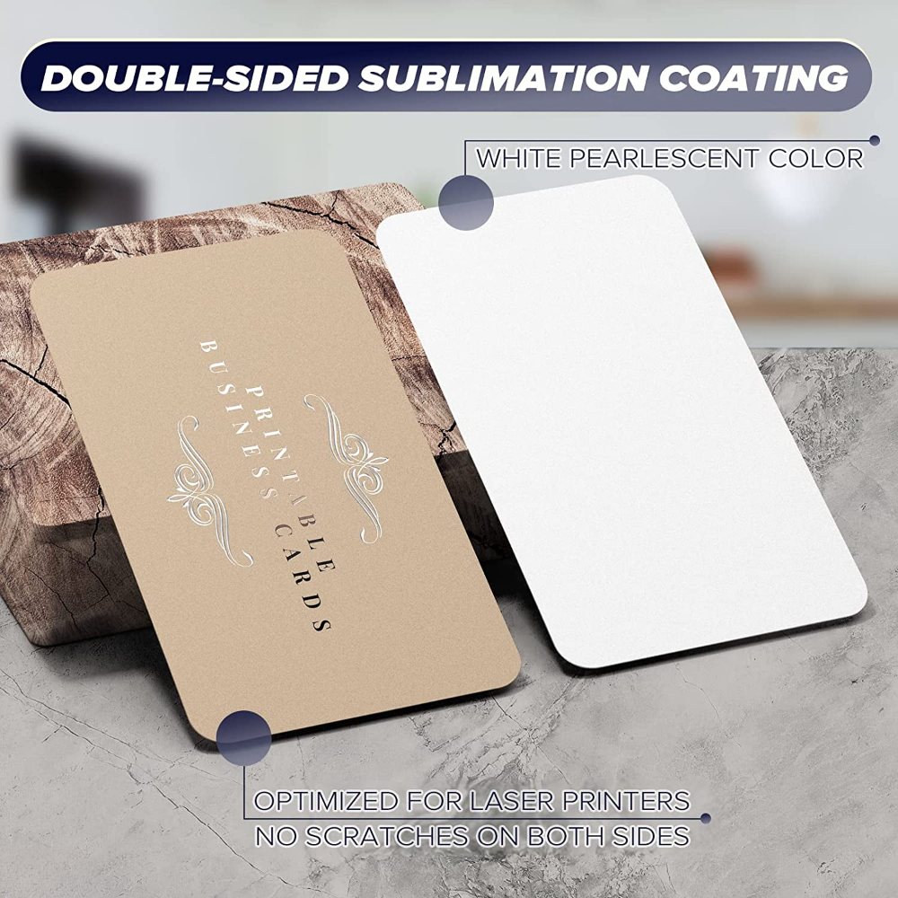 100Pcs Blank Metal Cards Sublimation Metal Business Cards Thick Business  Cards Name Cards