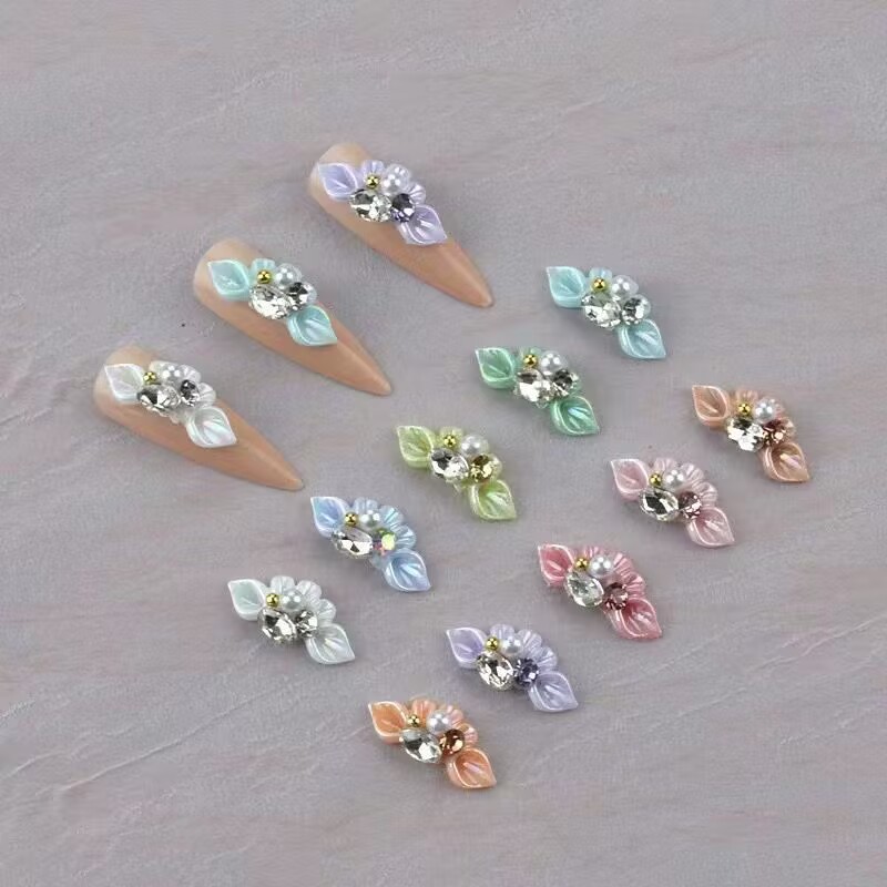 Mixed Colors Flowers Nail Art Decorations Acrylic Pearl - Temu