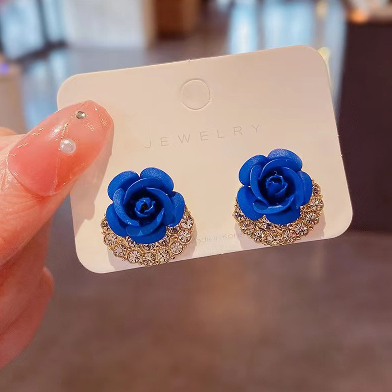 Blue rose clearance stud earrings