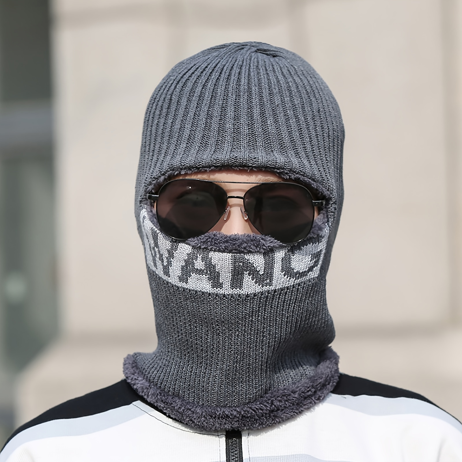 Unisex Coldproof Fleece Ski Mask Solid Color Beanies Thick - Temu