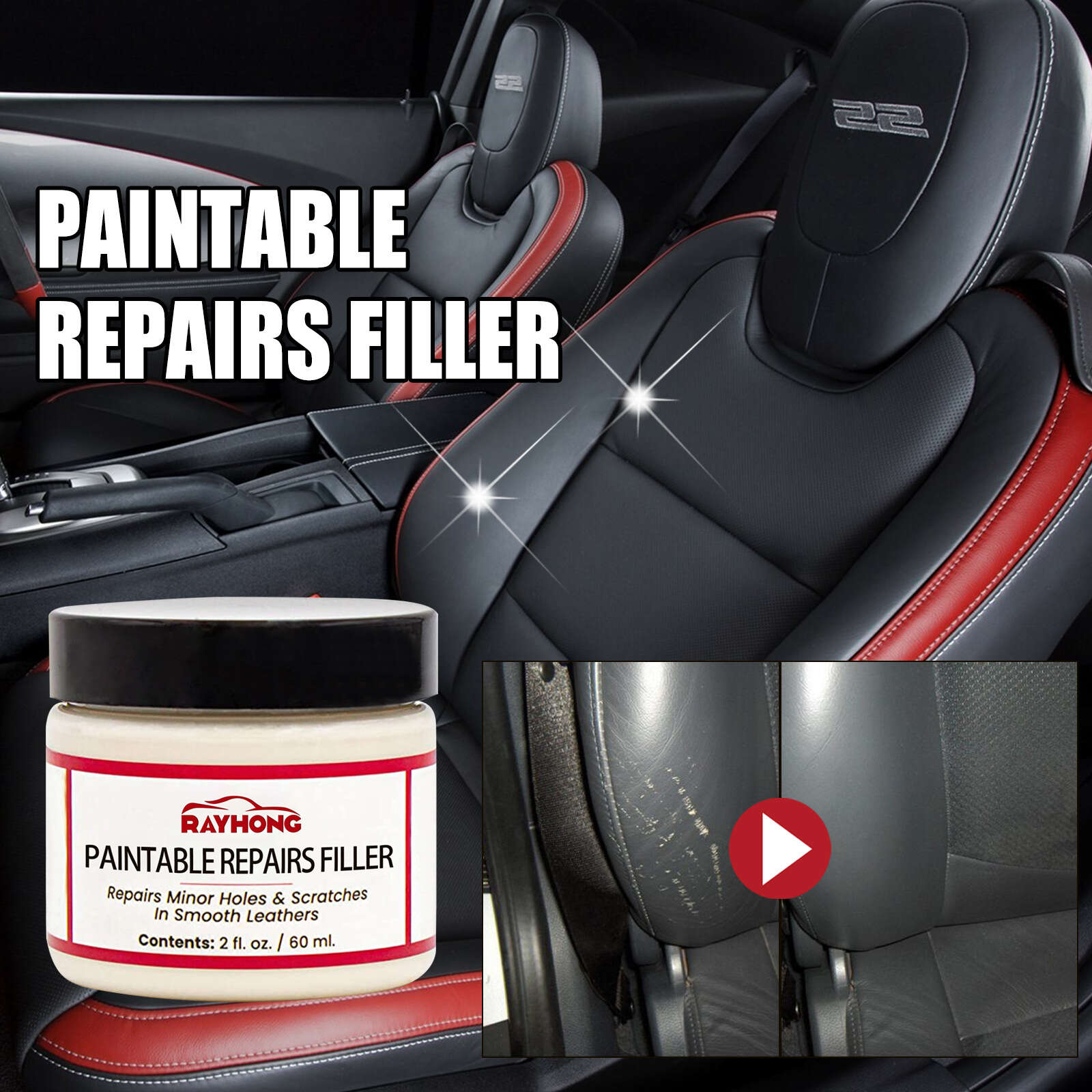  Leather Filler,Leather Crack Scratch Repair,Leather Filler for  Filling or Repairing Holes,Car Leather Repair Kit,Leather Scratch  Remover,Easy Step by Step Leather Repair Gel (3pcs) : Automotive