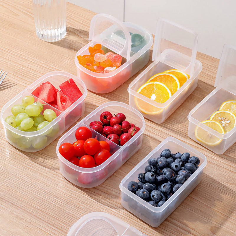 Refrigerator Storage Box With Flip Lid And Multiple Compartments