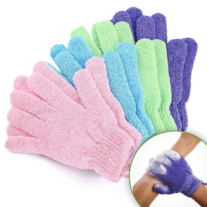  Exfoliating Bath Gloves Body Scrub Loofah Sponge,Luxury Spa  Hand Gloves Dead Skin Cell Remover Health Care Gloves,Shower Massage  Scrubber and Improves Blood Circulation, 2 Pairs (Blue & Pink) : Beauty 