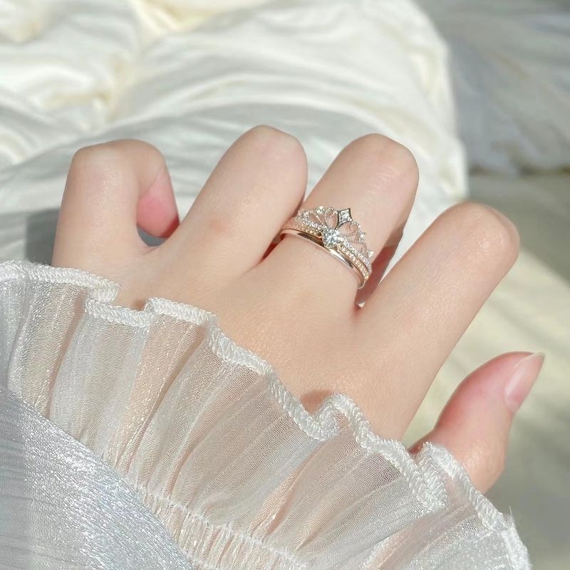 Women Fashion Ring Jewelry Wedding Rings Cute Girls Rings Fashion  Rhinestone Inlaid Double Layer Finger Ring Women Engagement Jewelry for  Girlfriend