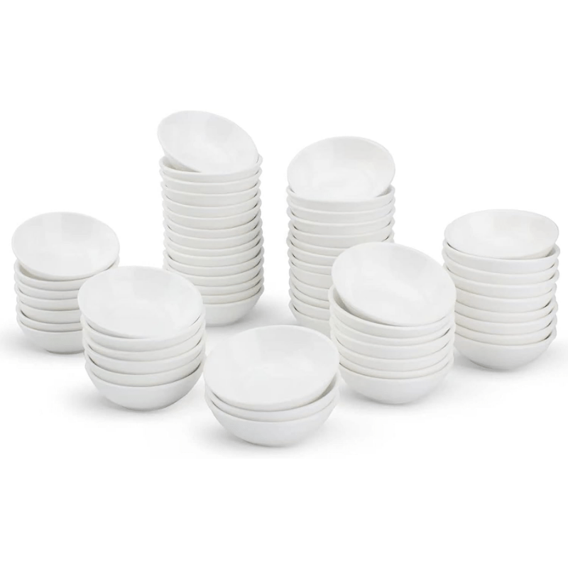 20pcs Plastic To Go Containers dipping sauce dishes White Seasoning Dish,  Sauce Dipping Bowls Saucers Bowl for Home Kitchen soy