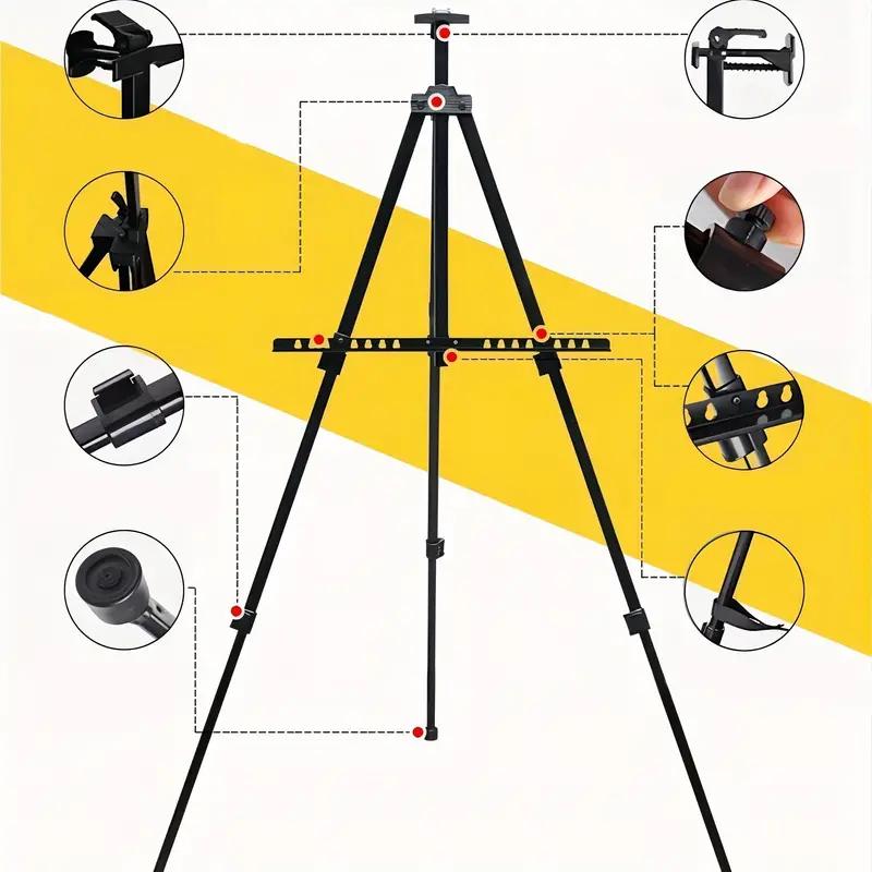 Aluminum Easel Stand Tripod Adjustable Height 19''-55'' Lightweight Sturdy  Field Easel for Painting with Carrying Bag