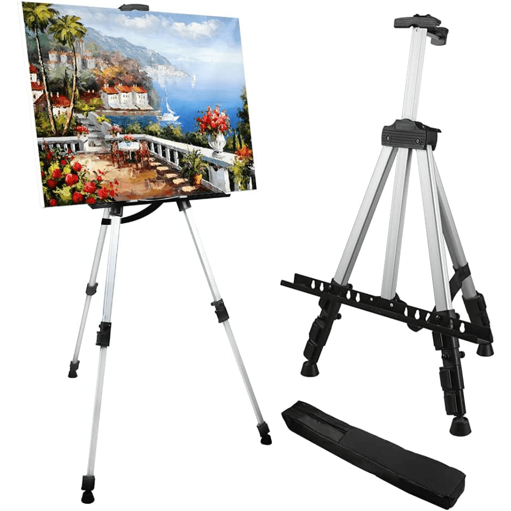 

Artist Easel Stand, Aluminum Metal Tripod Adjustable Easel For Painting Canvases Height From 17 To 66 Inch, Carry Bag For Table-top/floor Drawing And Displaying
