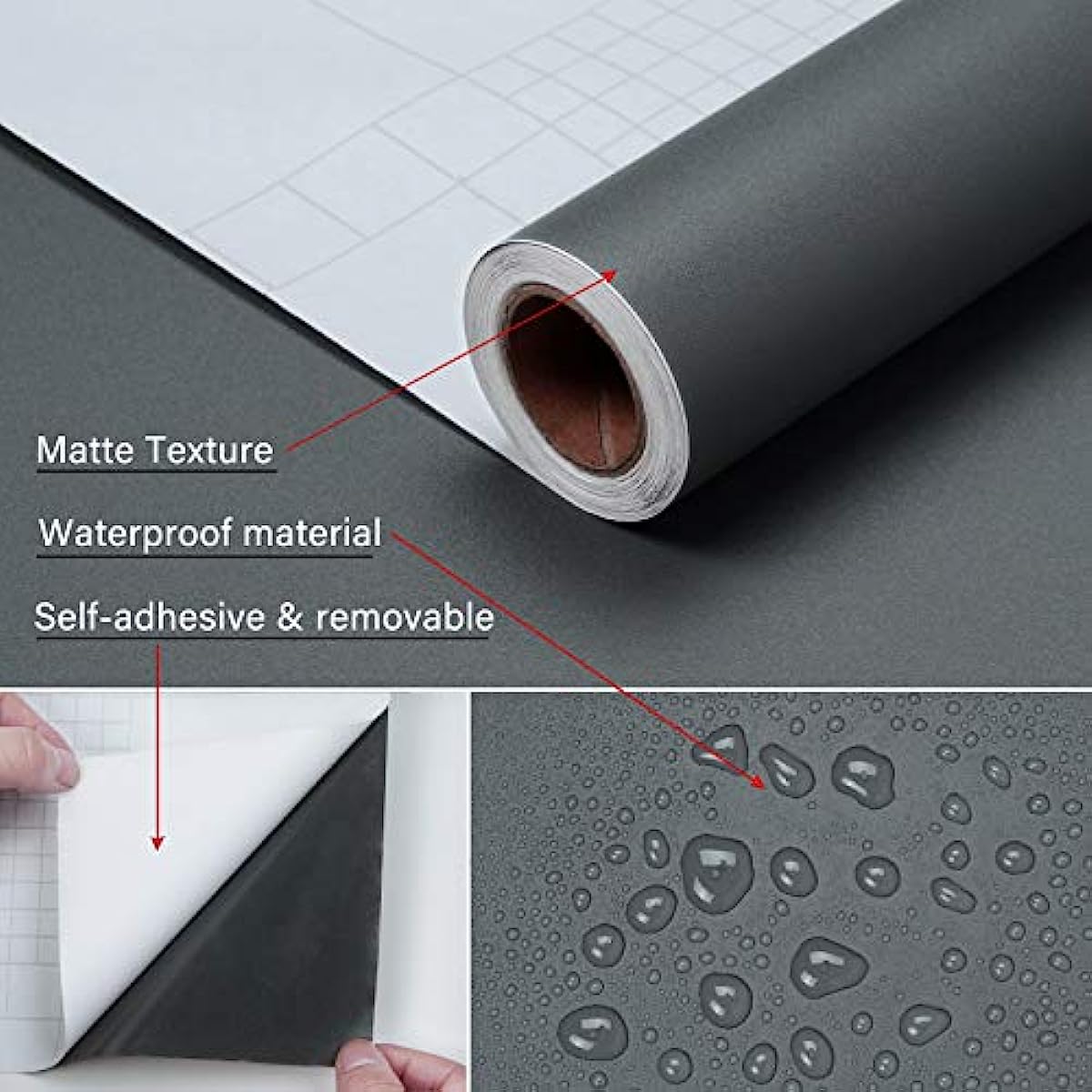 Self adhesive Light Grey Matte Texture Contact Paper - Temu