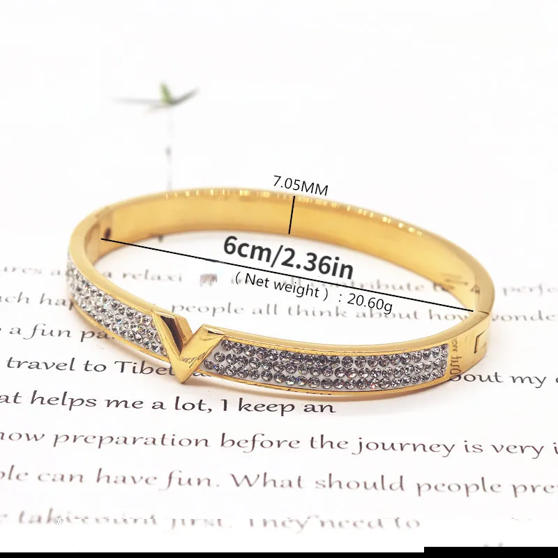 Stainless Steel V Letter 18k Gold Plated Bracelet Luxury Style Letter  Bracelet For Women - Temu