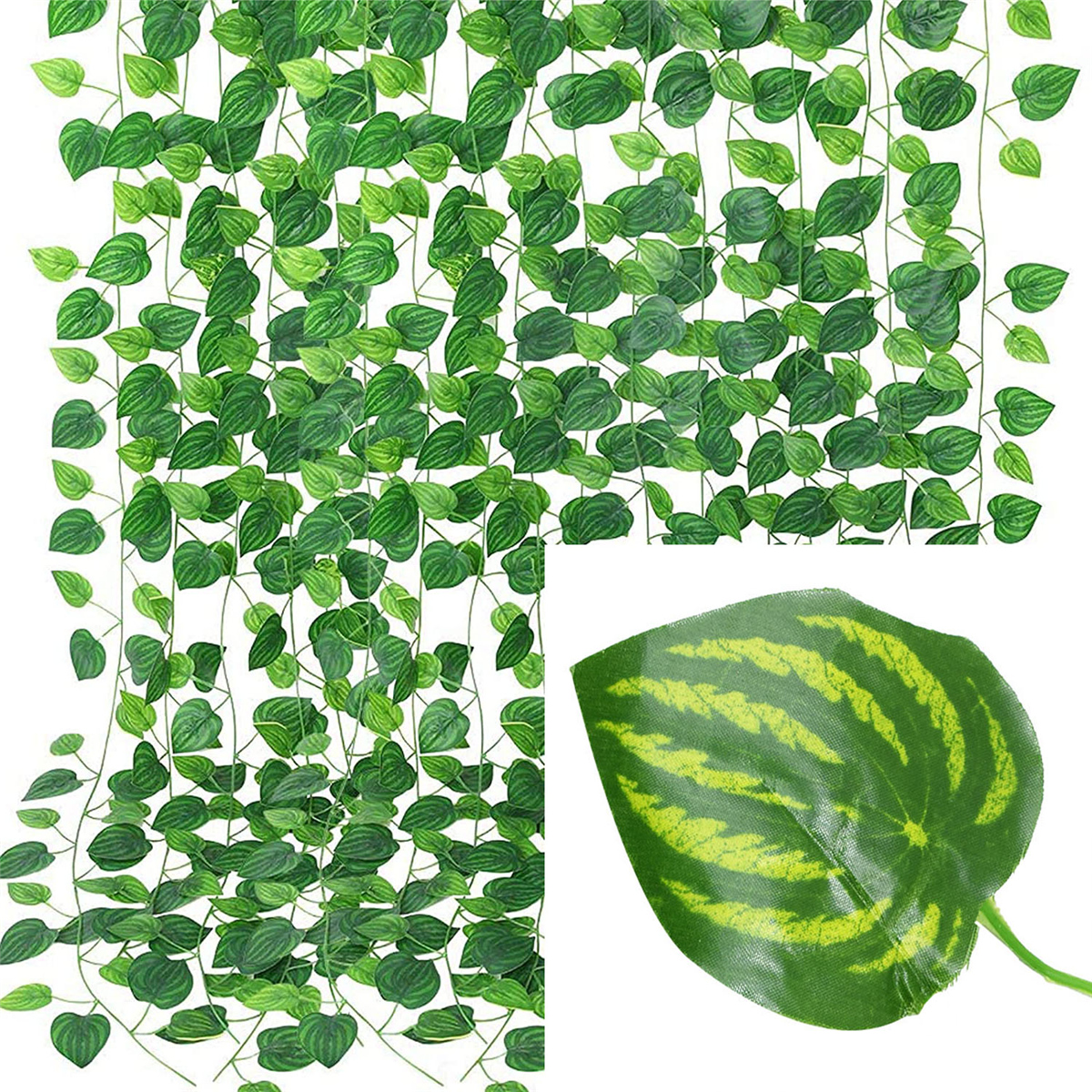 Green Silk Hanging Vines Artificial Plants Home Decor Fake Leaf