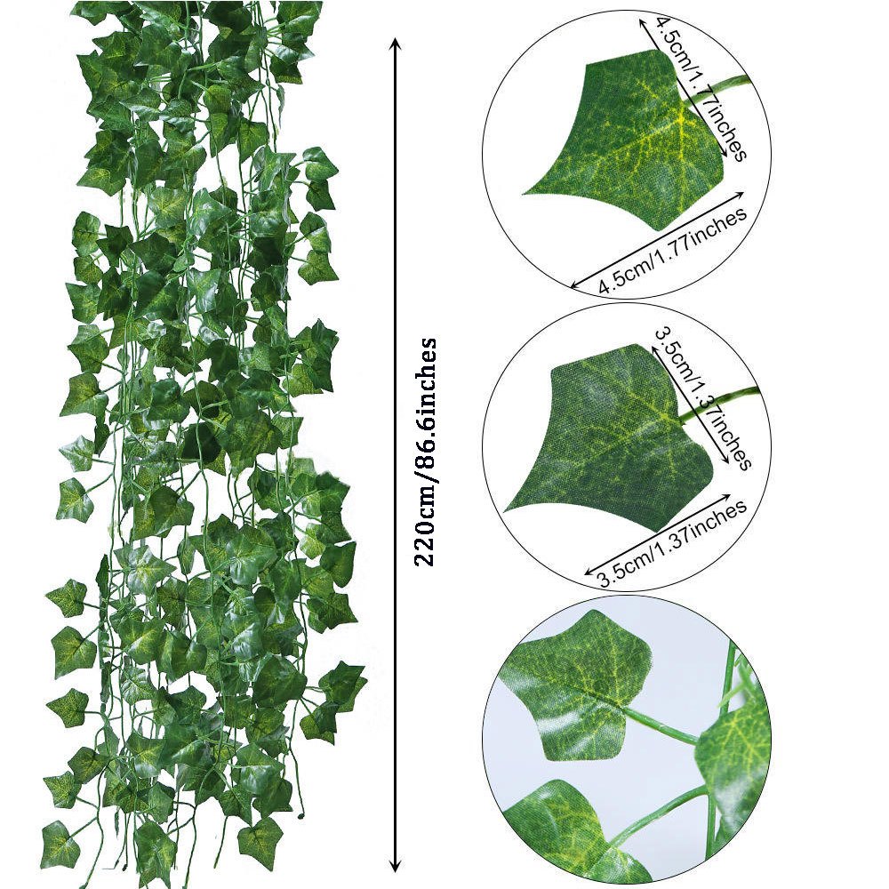 1/12pcs Artificial Green Ivy Plant, Wall Hanging Ivy Vine, Fake
