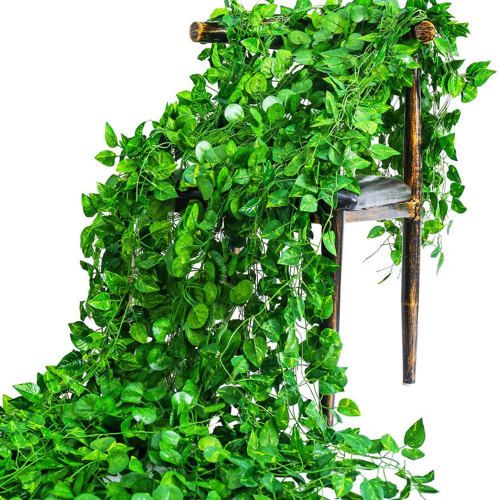 LAHappy Artificial Ivy Garland, Flame-Retardant Garland Fake Vine  Anti-Ultraviolet Green Leaf Fake Plant Hanging Vine Plant for Wedding  Garden Wall
