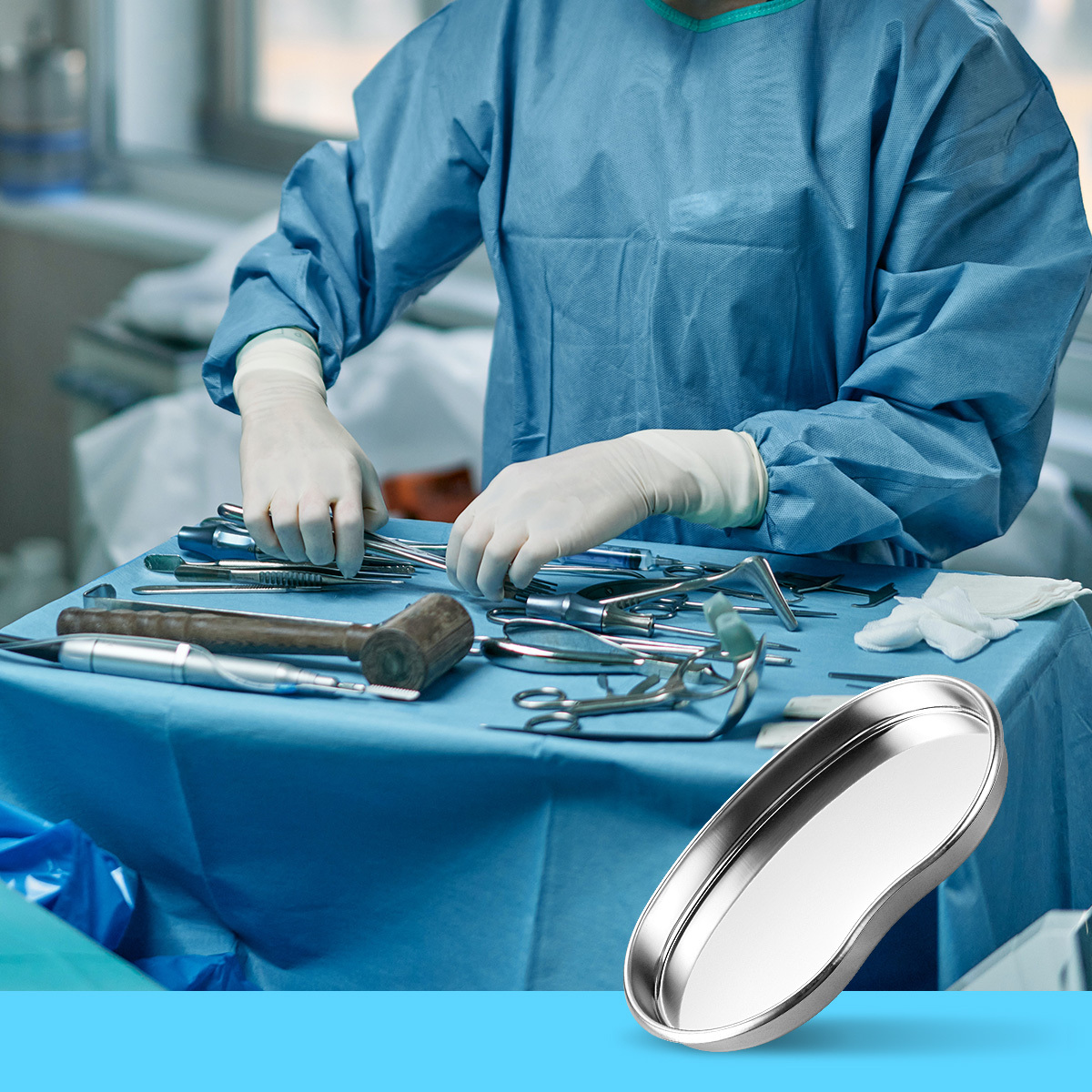 Paquete de 3 bandejas profesionales médicas quirúrgicas de acero inoxidable  para procedimientos dentales, bandejas de herramientas de laboratorio para