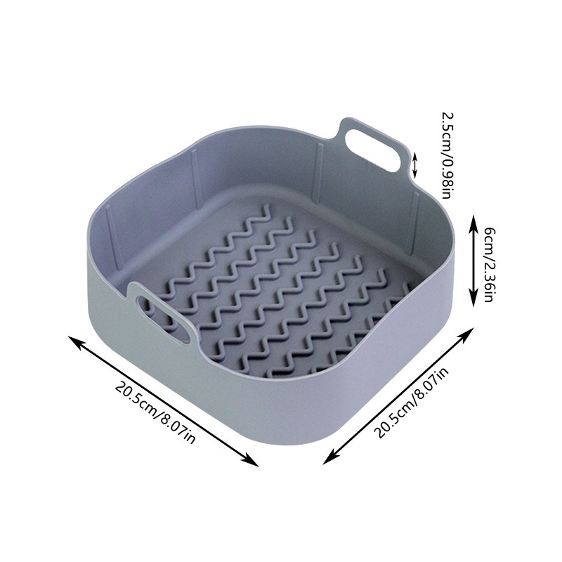 Air Fryer Basket Pan Square Silicone Baking Tray Pot Non-stick