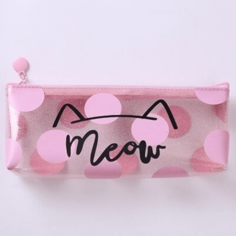 Cute Cat Pencil Cases For Girls Transparent Pen Bag - Temu