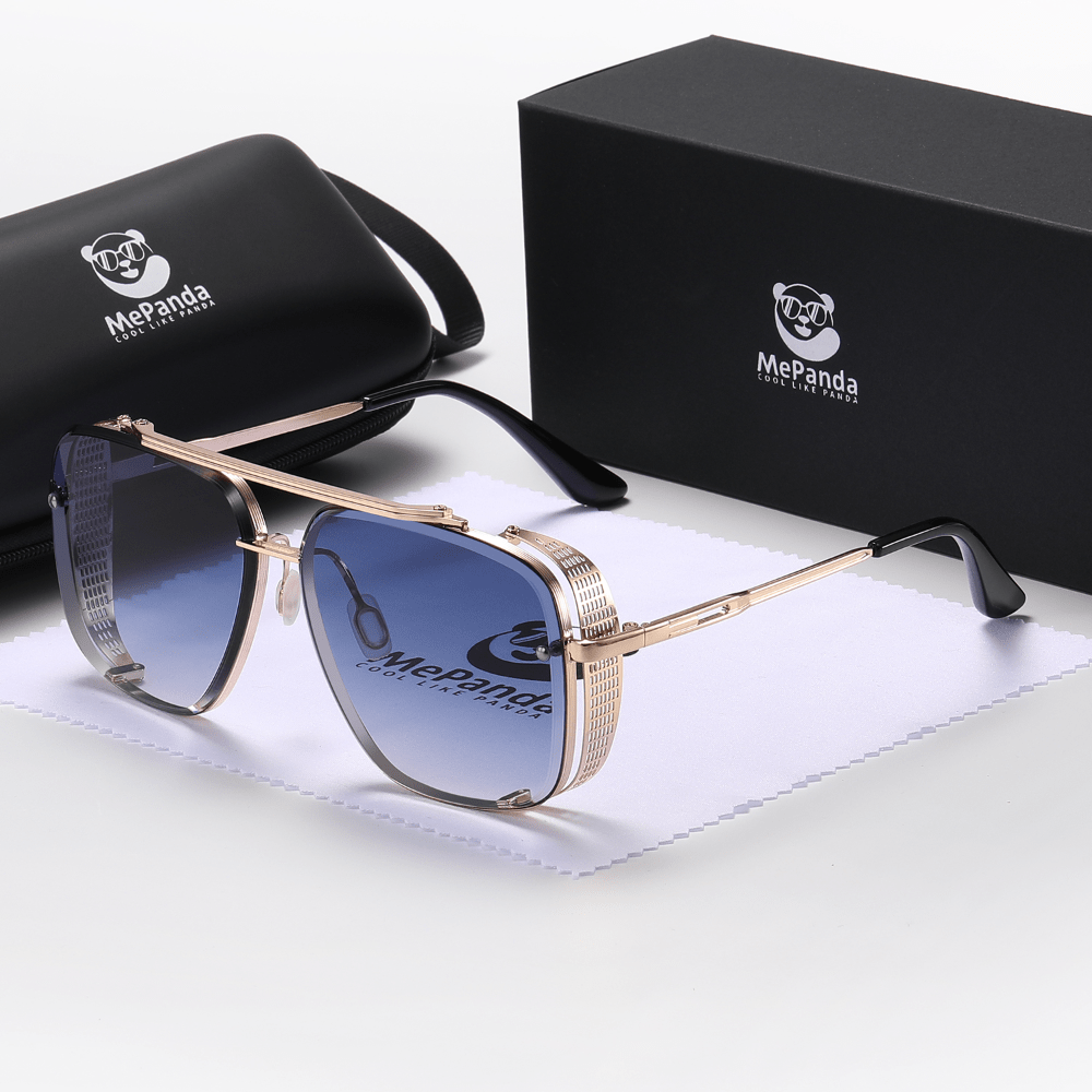 

Mepanda, Men's Square Metal Double Bridges Sunglasses, Unisex Vintage Cool Trendy Sunglasses, Ideal Choice For Gifts