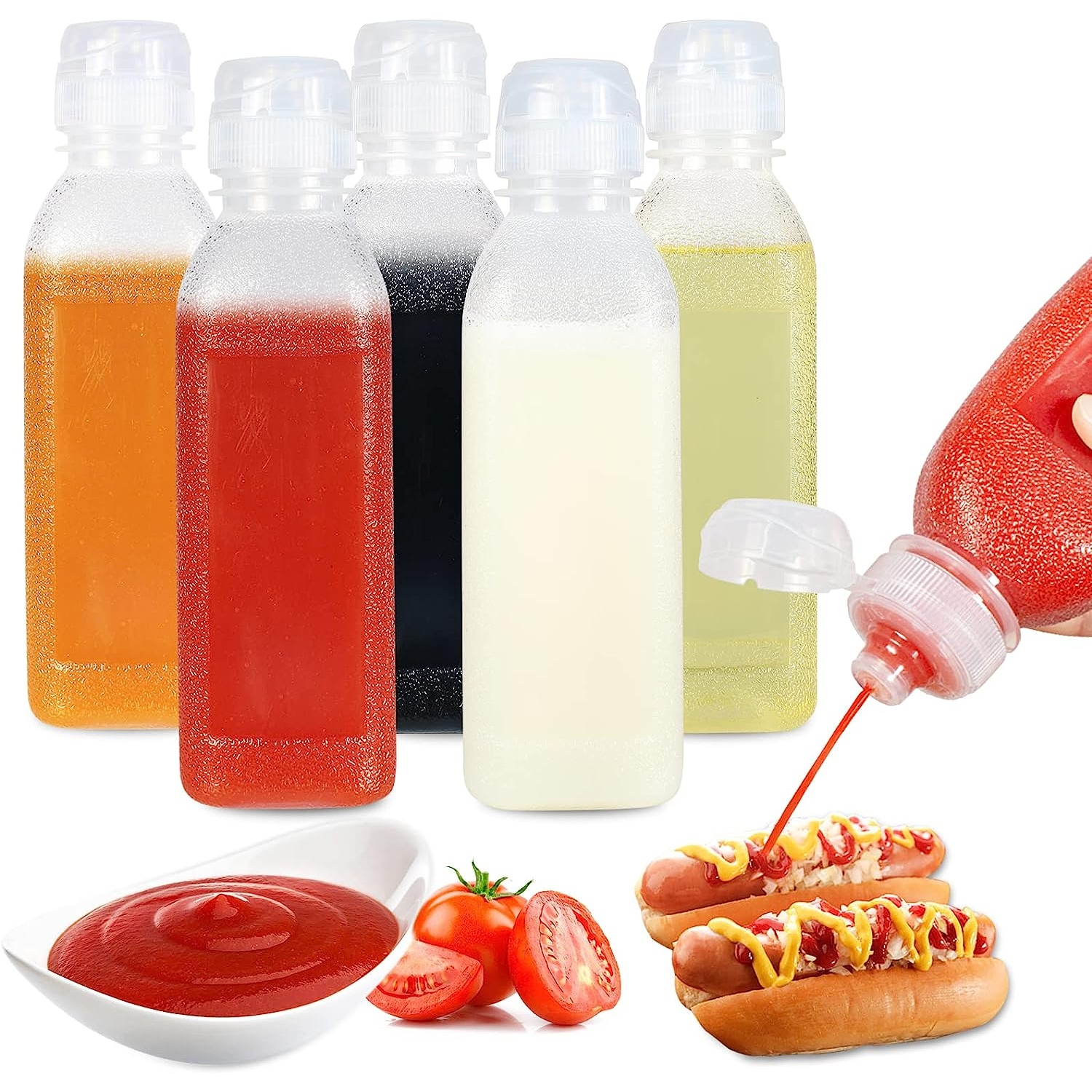 Mightlink 1 Set Sauce Squeeze Bottles Leak-Proof Mini Condiment Squeeze Bottles Salad Dressing Jars for Picnic, Size: 7.5