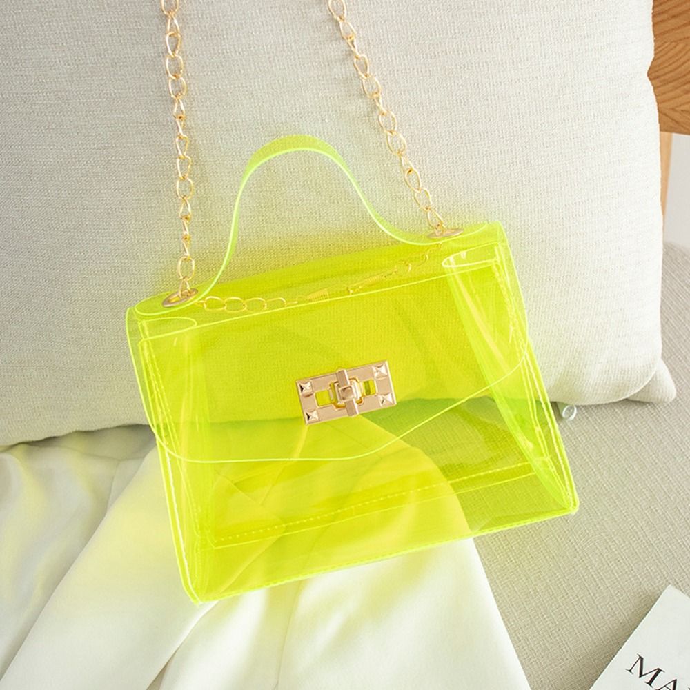 Transparent Jelly Flap Crossbody Bag, Pvc Material Solid Color Square  Shoulder Bag With Chain, Perfect Sling Bag For Daily Use - Temu