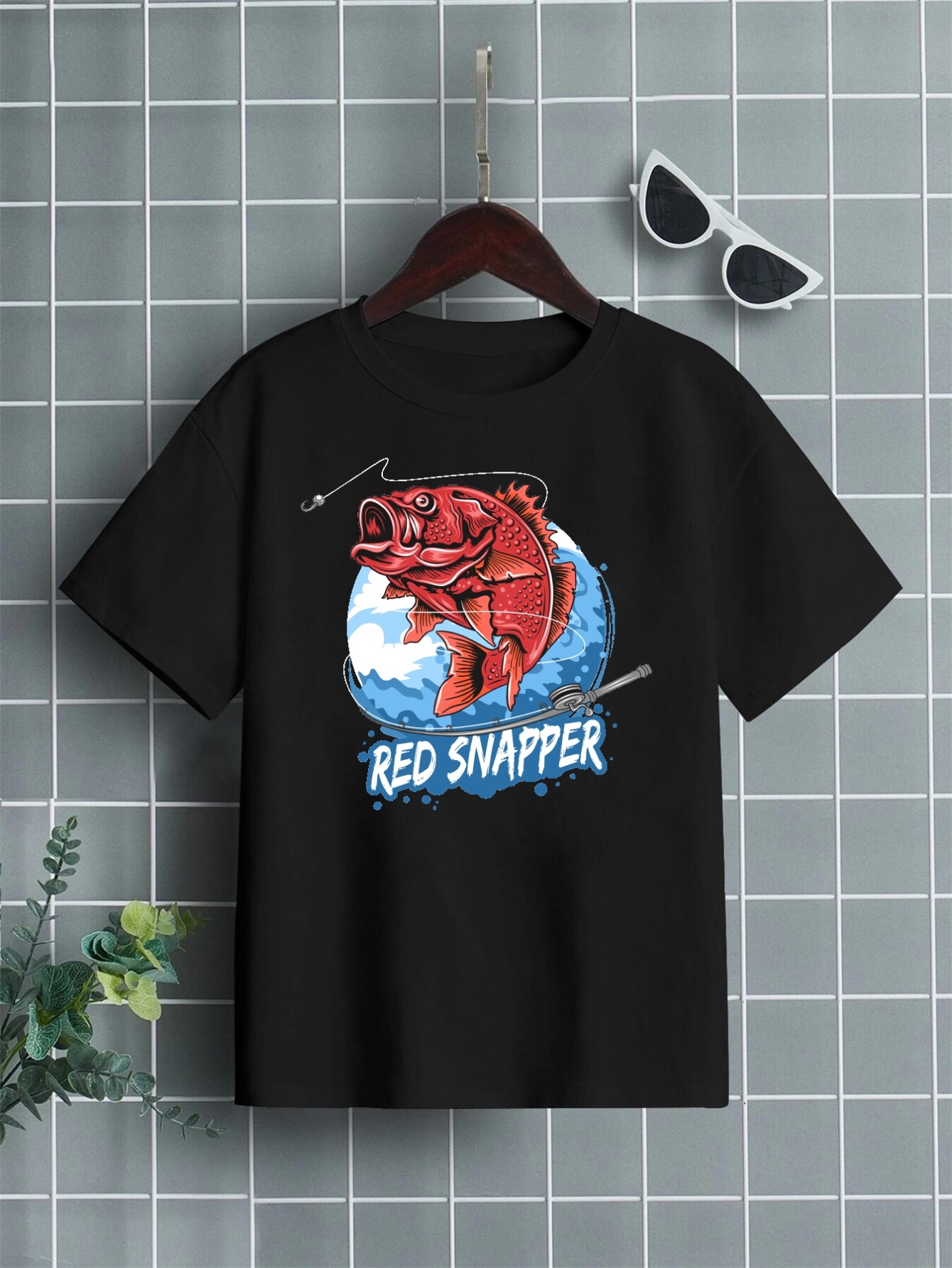 Stylish Red Snapper Print T Shirt Tees Kids Boys Casual - Temu