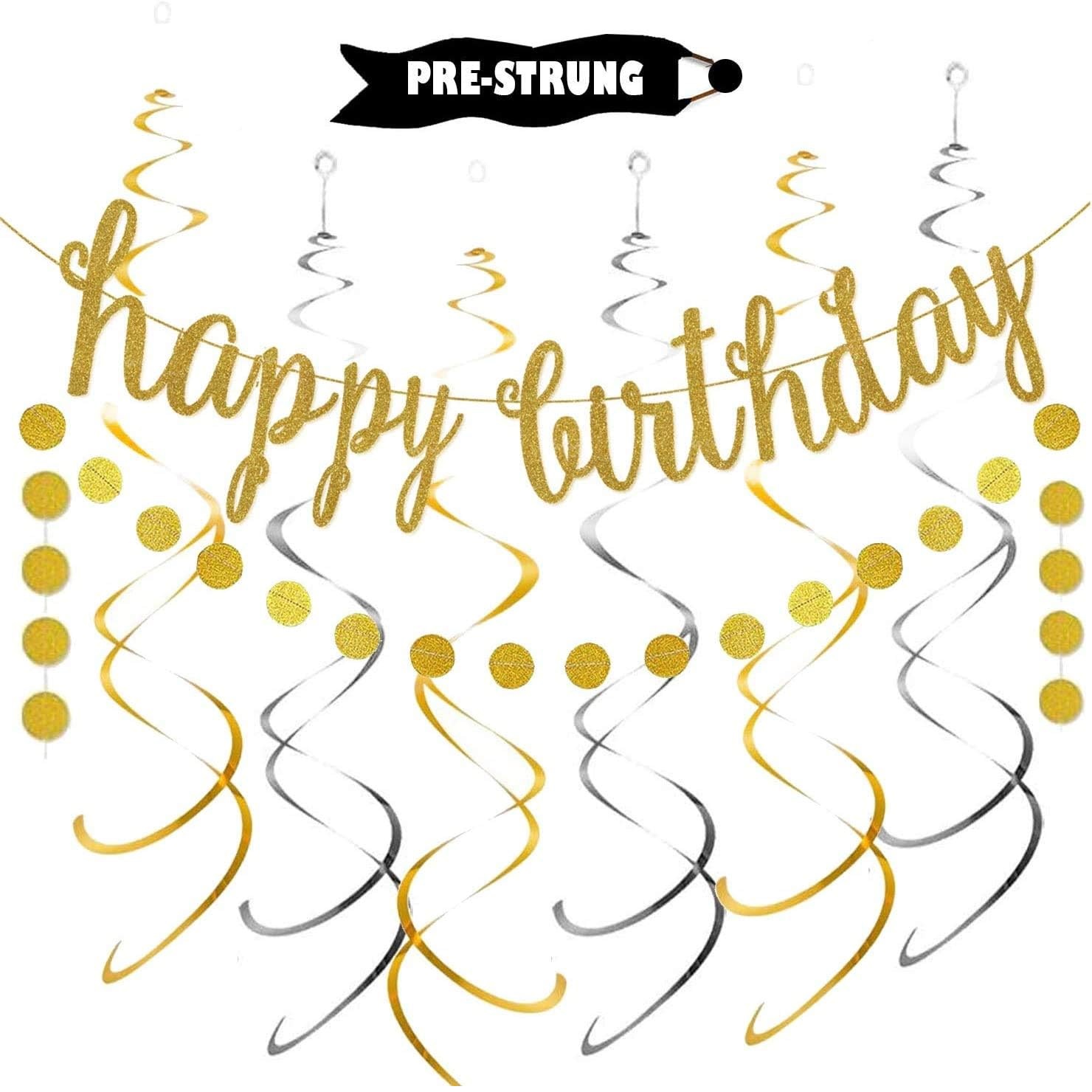 Décoration pailleté joyeux anniversaire noir pur - FestiShop
