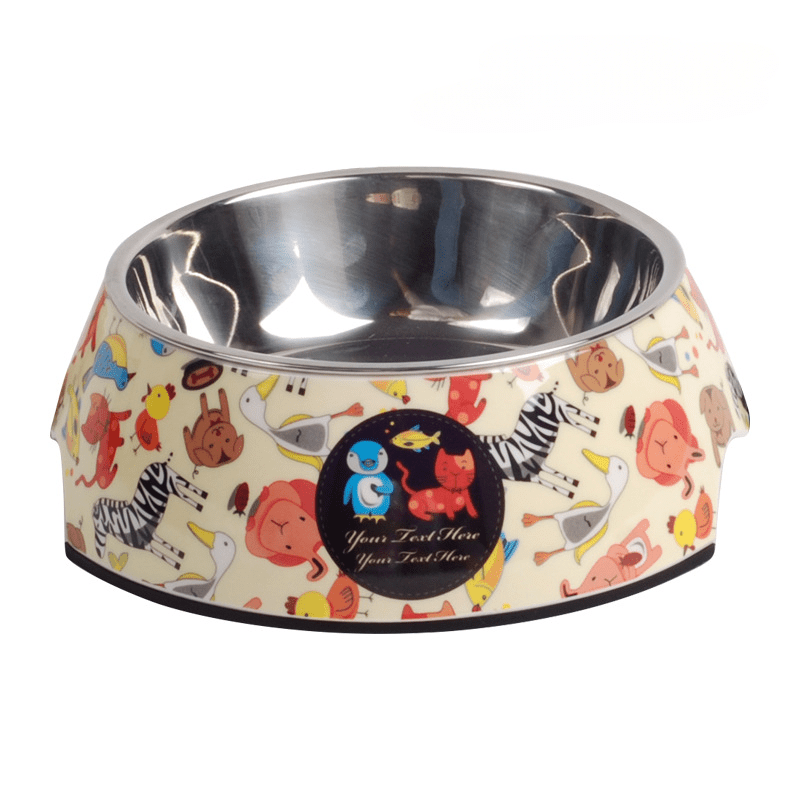 Cartoon Dog Print Dog Bowl Stainless Steel Dog Food And - Temu