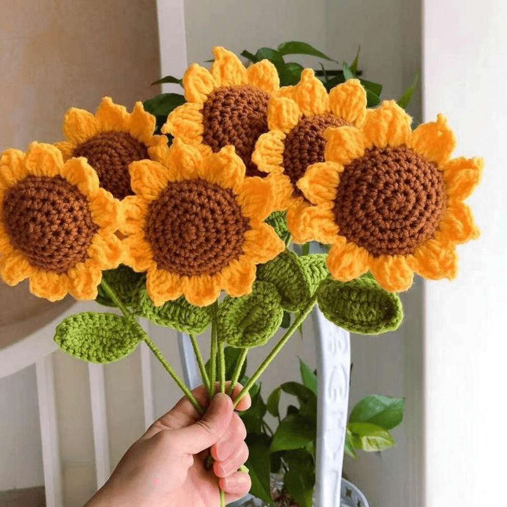 1/2 Stück Gehäkelte Sonnenblumenblumen Künstliche - Temu Germany