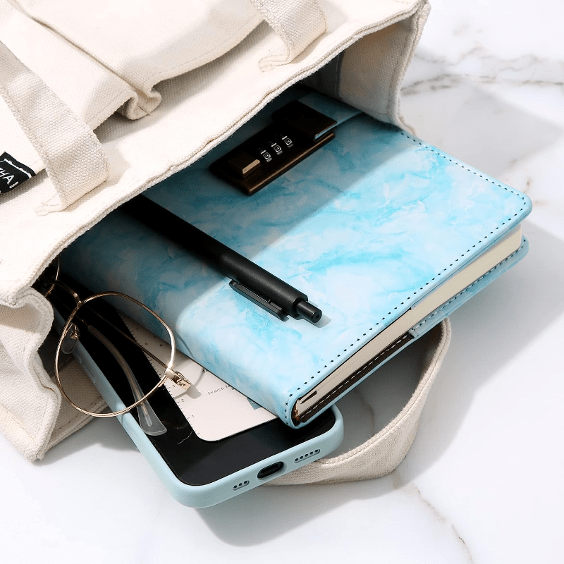 Marble Diary With Lock For Girls And Women Secret - Temu