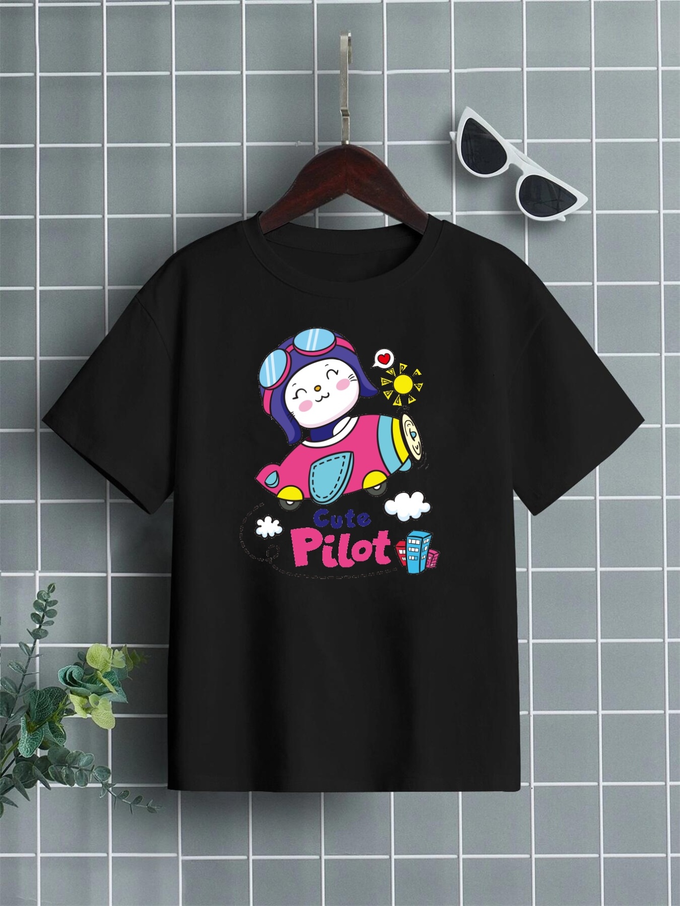 Camiseta Estampado Piloto Dibujos Animados Camisetas Niños - Temu