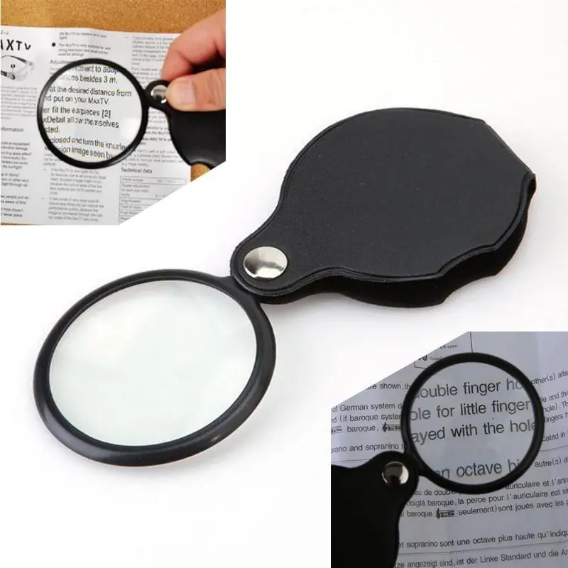 10X 60mm Round Metal Foldable Magnifier Pocket Magnifying Glass for Reading