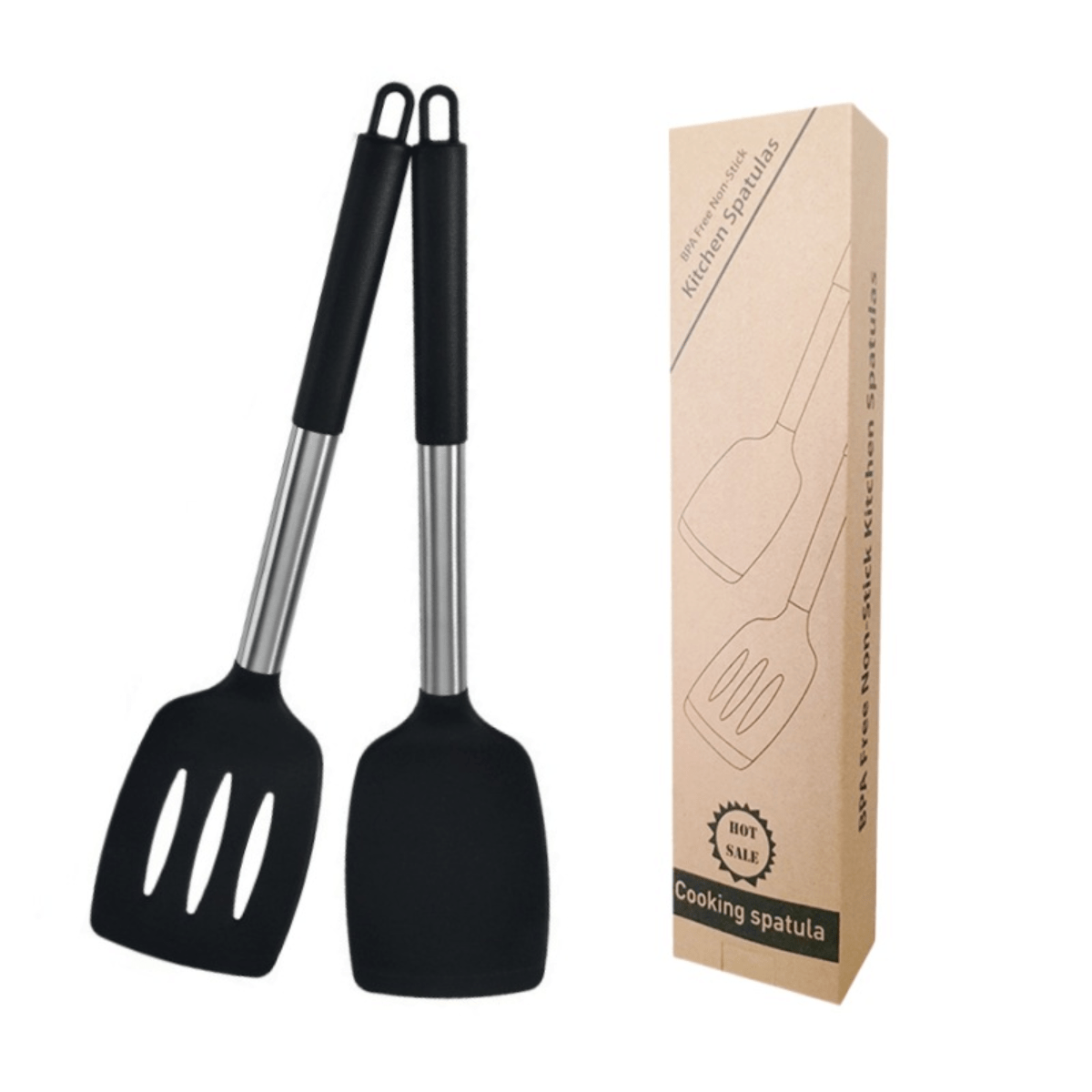 Silicone Spatulas, Solid & Slotted Turner Spatula Set For Nonstick Cookware,  High Heat Resistant Bpa Free Rubber Kitchen Cooking Utensils, Idea For  Cooking Fish, Eggs, Steak, Baking - Black - Temu