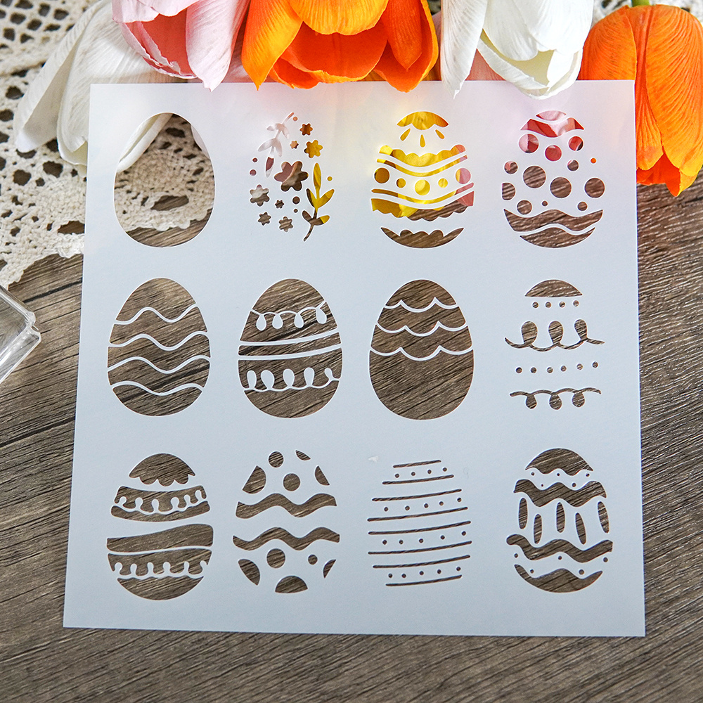 9 Pcs Easter Stencils for Painting on Wood Reusable, Gnomes/Eggs/Bunny/He  is Risen/Happy Easter/Welcome Peeps Painting Stencils for Walls Crafts