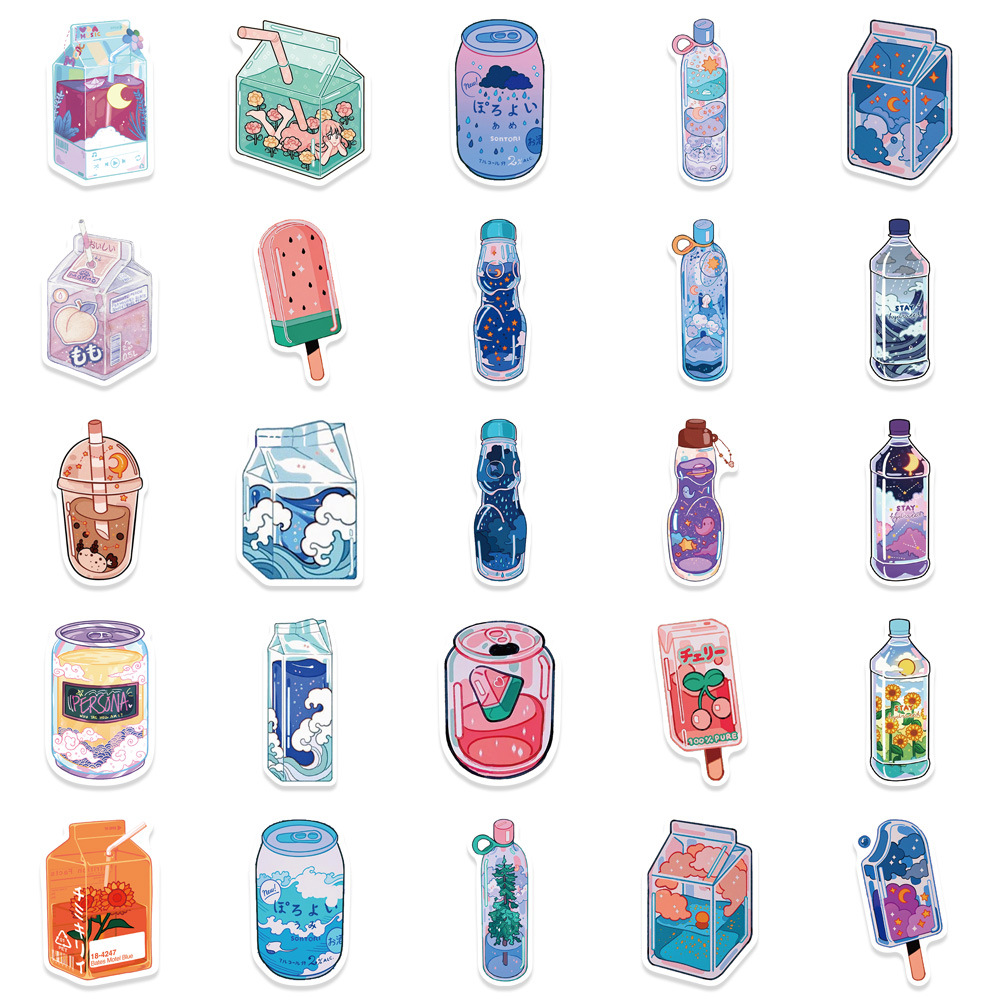 Kawaii Purple Stickers Water Bottles Cute Vsco Aesthetic - Temu