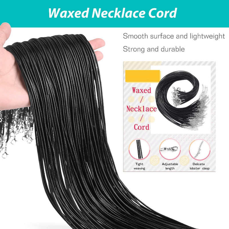 20pcs Waxed Necklace Cord Leather Necklace String Rope Wire 17.72inch+5cm  Extender Chain With Lobster Clasp Jewelry Making Accessories(Black/Mixed Col